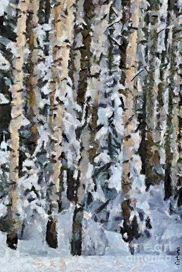 Birches in the Winter Painting by Dragica  Micki Fortuna
