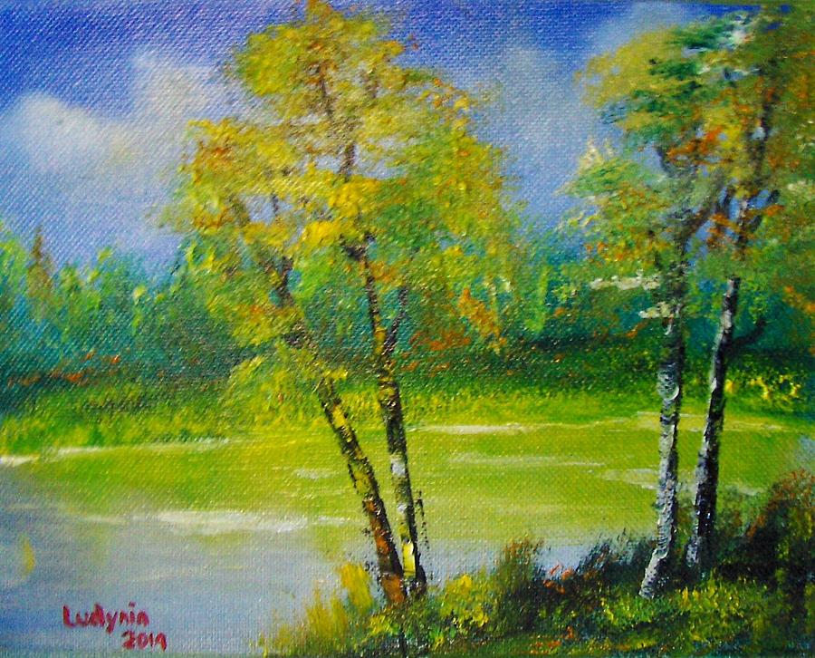 Birches Painting by Ryszard Ludynia