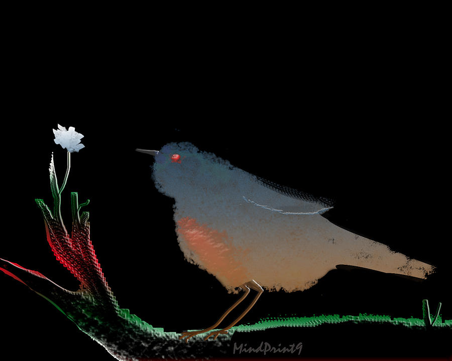 Bird and the Flower Digital Art by Asok Mukhopadhyay