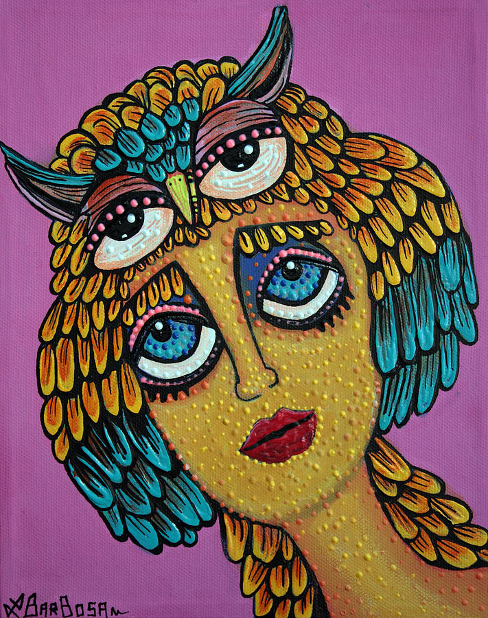 Owl Painting - Bird Brain by Laura Barbosa Owl Painting - Bird Brain by Laura Barbosa