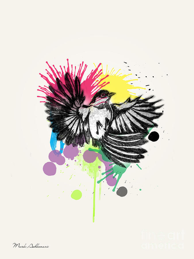 Bird Painting - Bird In Minimal Colors  by Mark Ashkenazi
