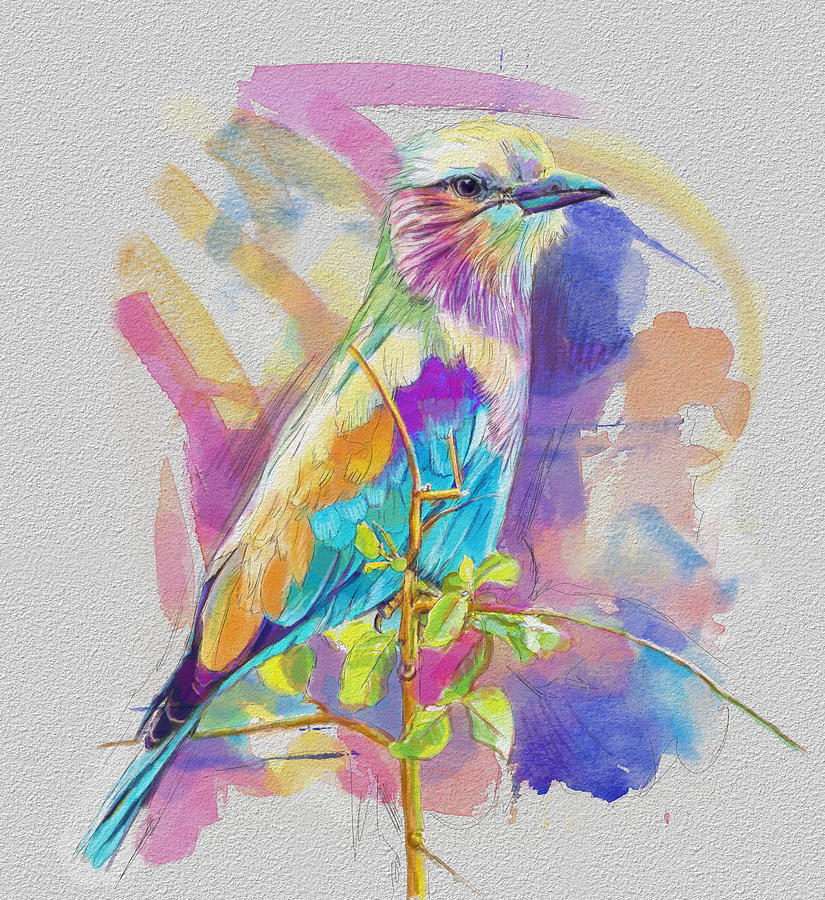 Canary Painting - Bird on a twig by Catf