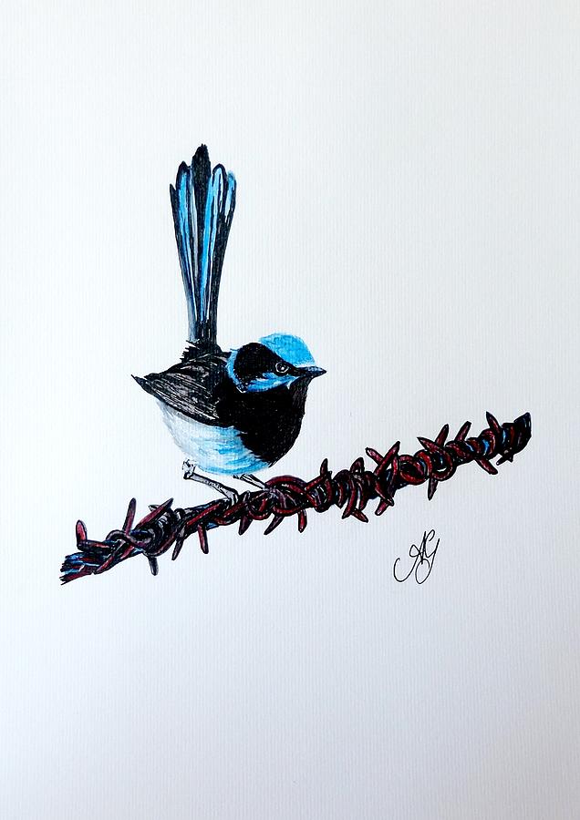 Bird on a wire Painting by Anne Gardner