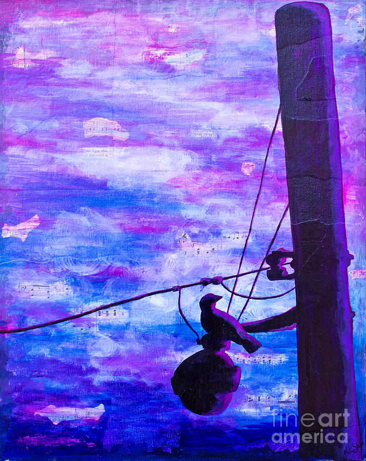 Bird Painting - Bird on a Wire by Melissa Fae Sherbon