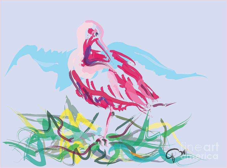 Bird Red Ibis Painting by Go Van Kampen