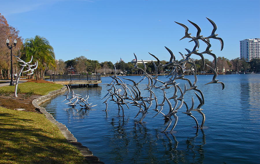 Bird Sculpture On Lake Eola Photograph by Denise Mazzocco