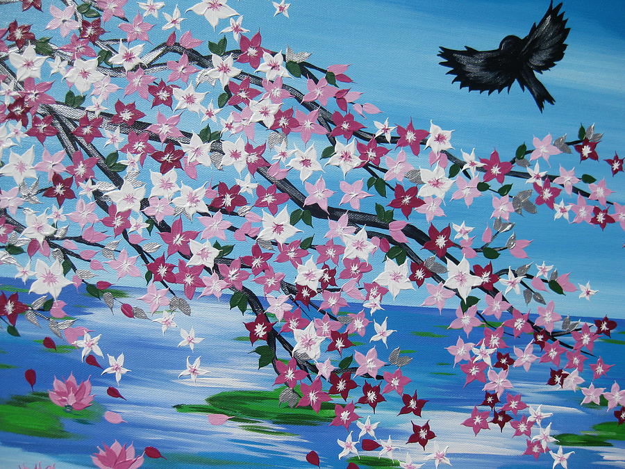 Pastel Tones and Cherry Blossoms Painting by Cathy Jacobs