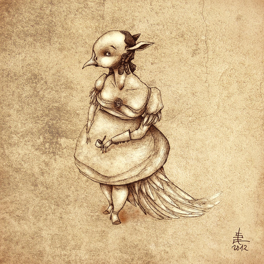 Bird Woman Painting by Autogiro Illustration
