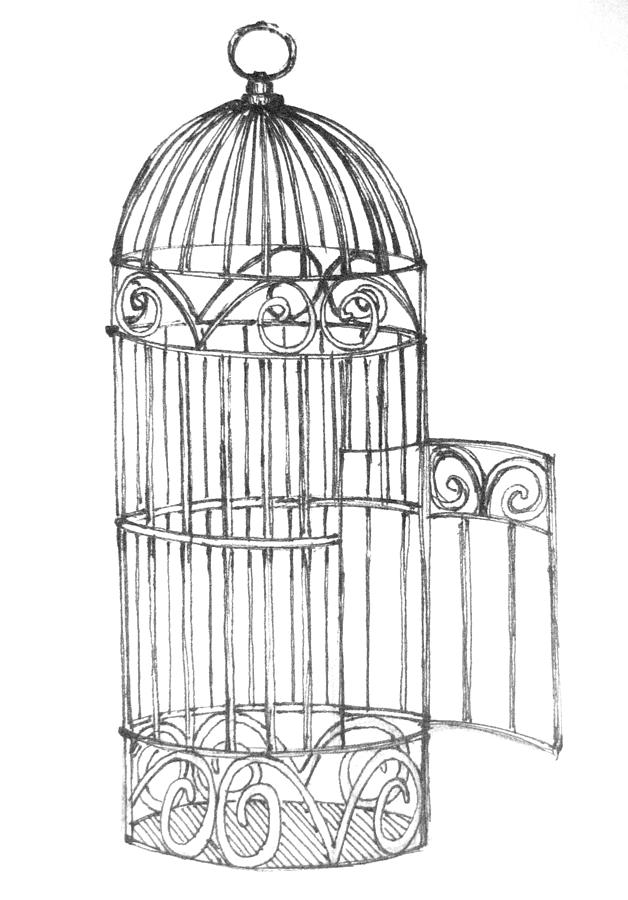Birdcage I Drawing by Jeslyn Cantrell