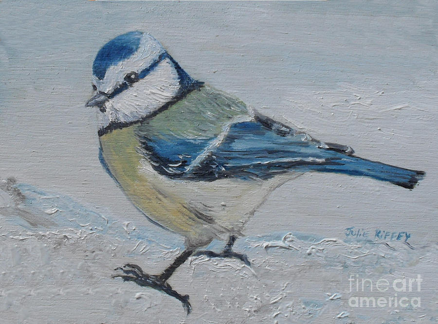 Birdie Blue Painting by Julie Brugh Riffey