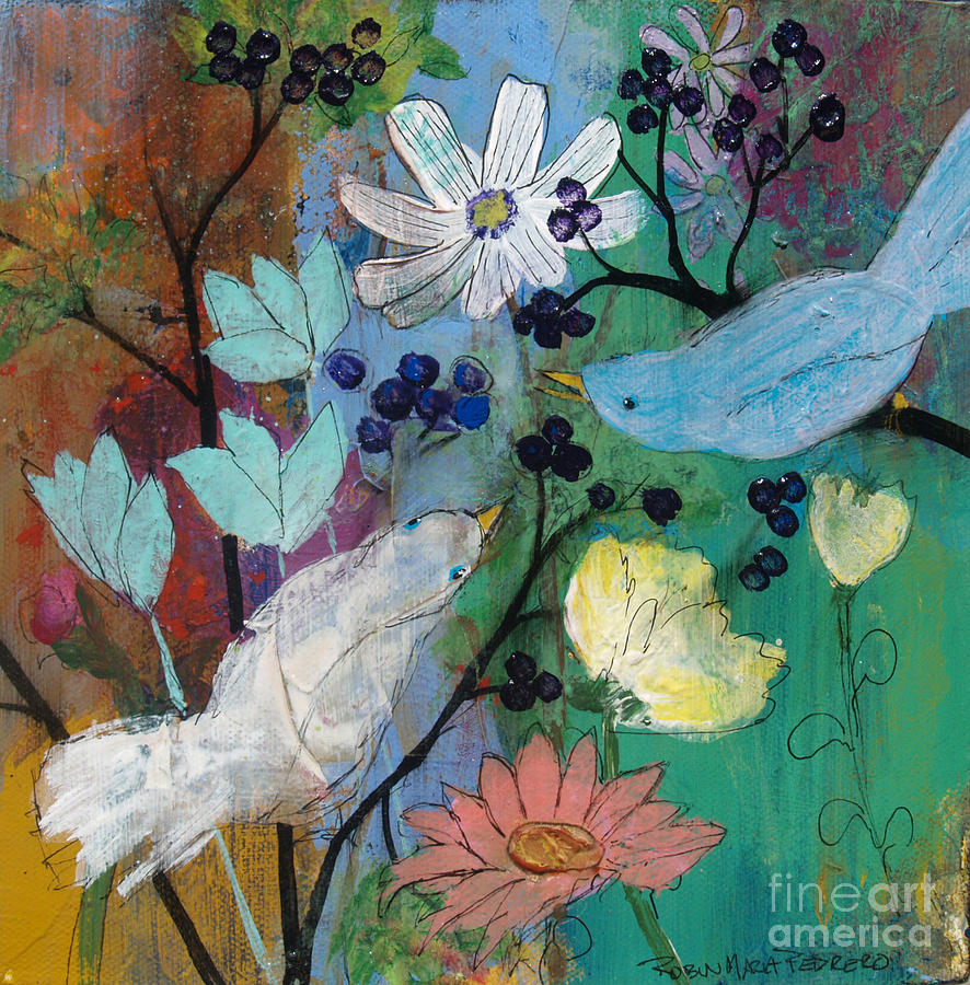 Birds and Berries Painting by Robin Pedrero