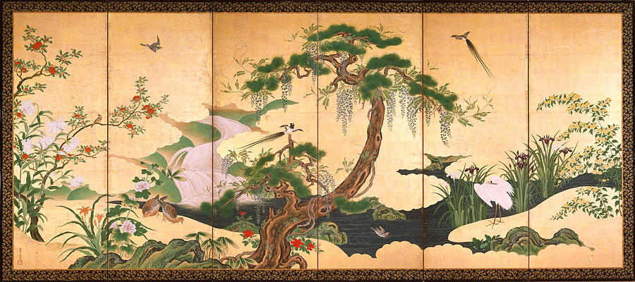 Birds and Flowers of Spring and Summer Painting by Kano Eino