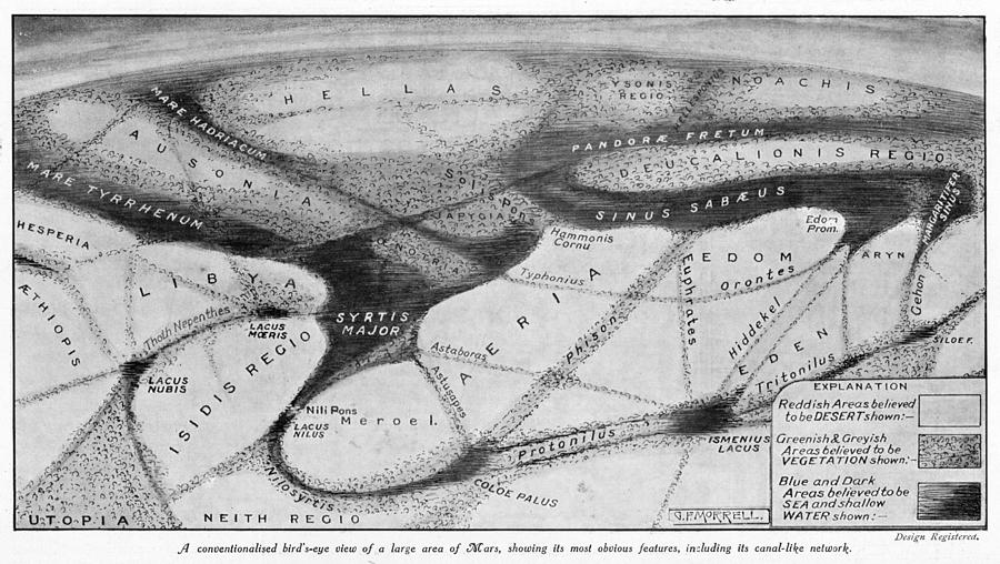 Space Drawing - Birds Eye View Of Part Of The  Martian by  Illustrated London News Ltd/Mar