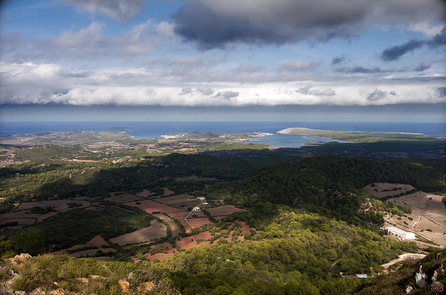Monte Toro in Menorca shows a Birds eye view of Fornells bay and town a beautiful village Photograph by Pedro Cardona Llambias