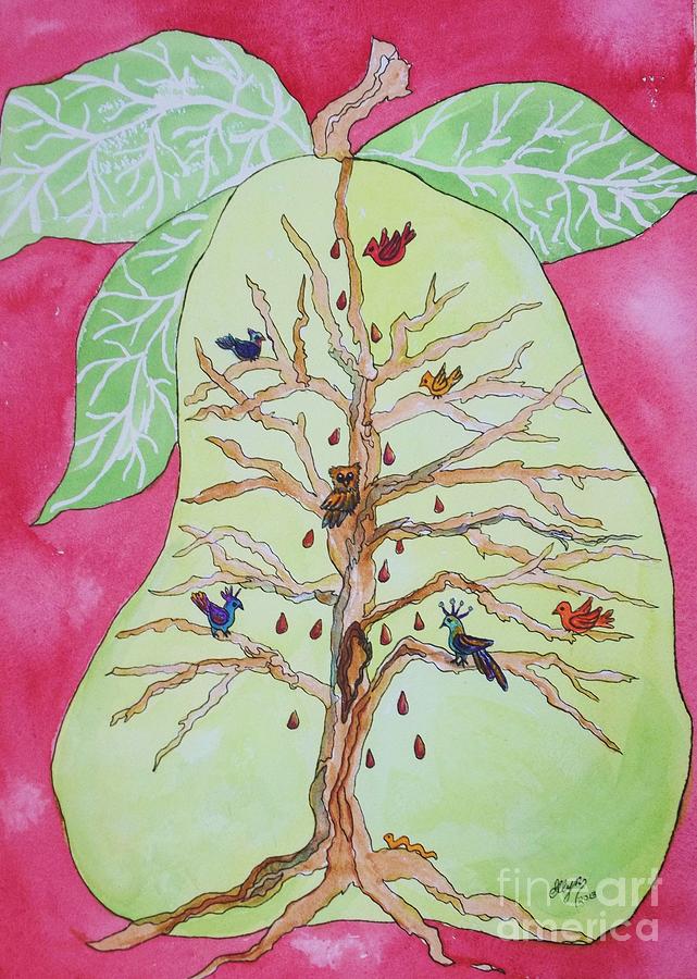 Bird Painting - Birds in a Pear Tree  by Ellen Levinson