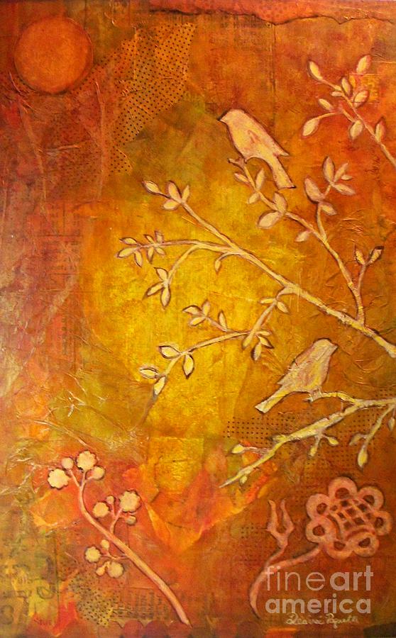 Birds In Branches Silhouette Painting by Desiree Paquette