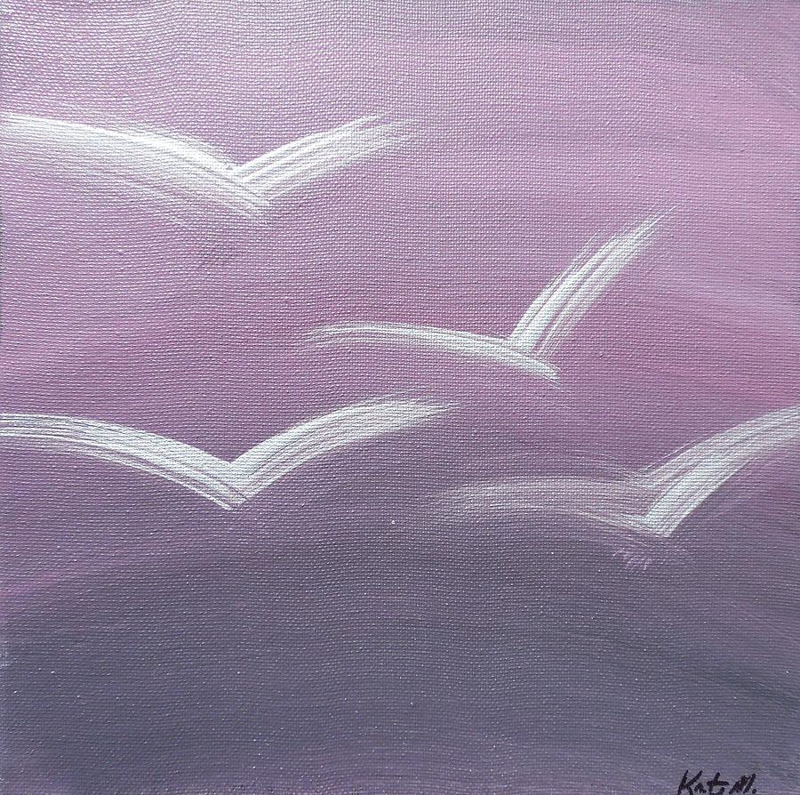 Bird Painting - Birds in Flight Purple by Kate McTavish