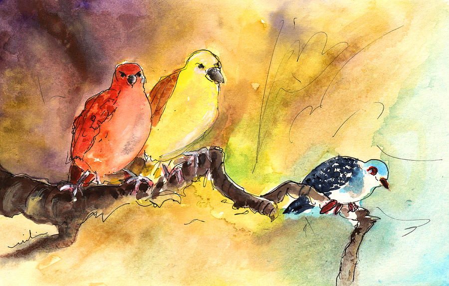Birds in Gran Canaria 02 Painting by Miki De Goodaboom