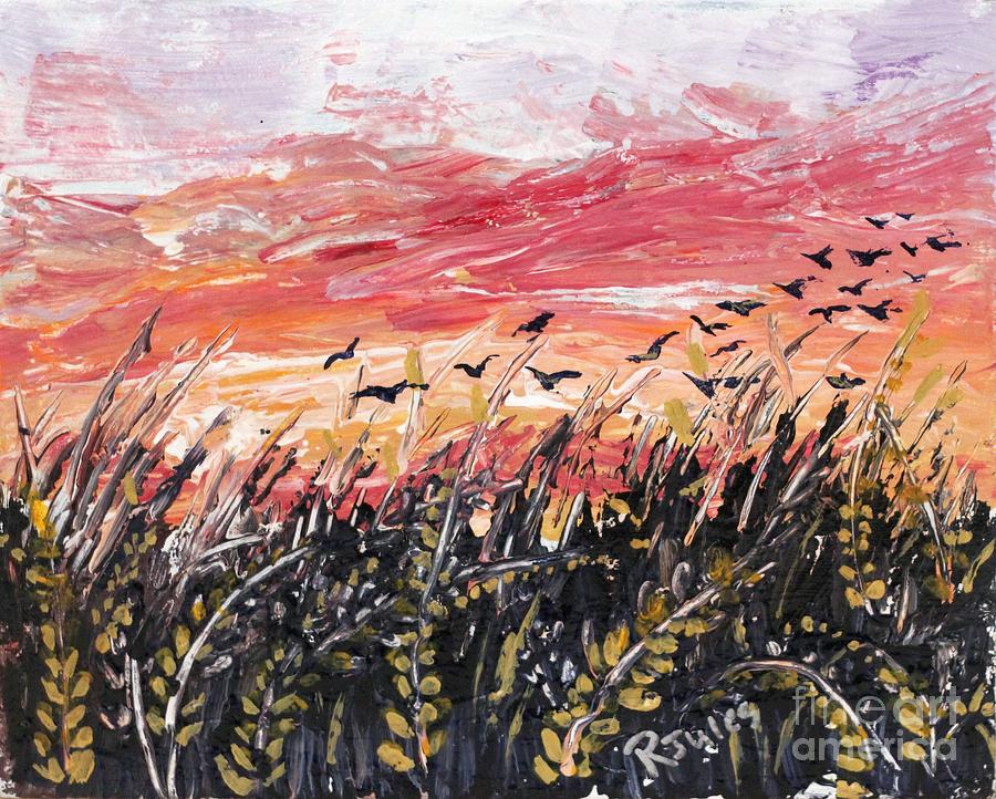 Birds in Wheatfield Painting by Richard Jules
