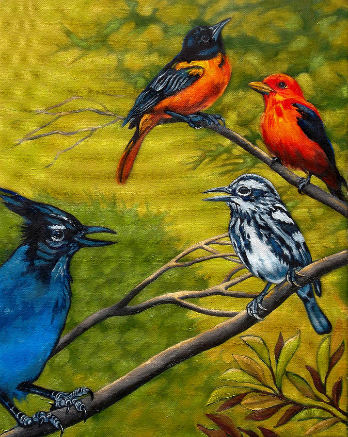 Birds of a Different Feather Painting by Rebecca Ives | Fine Art America