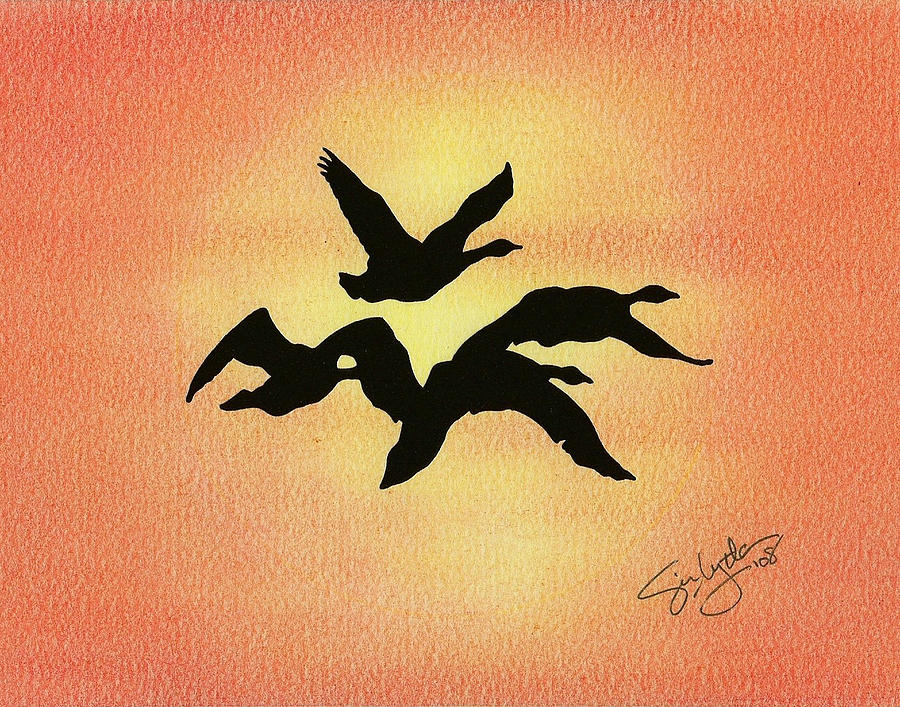 Birds of Flight Drawing by Troy Levesque