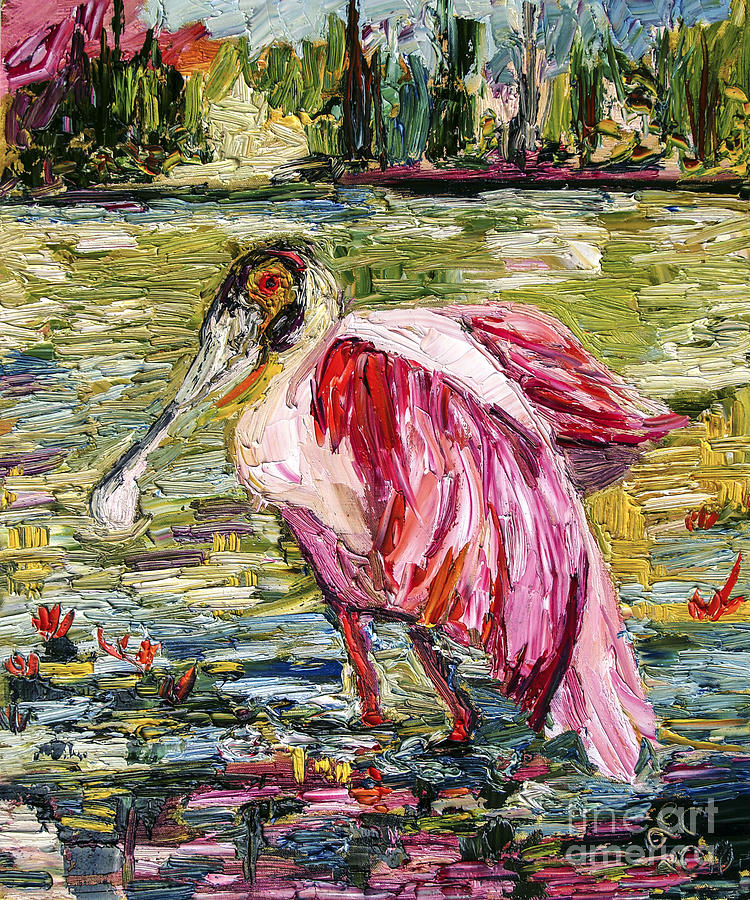 Birds of Florida Roseate Spoonbill Painting by Ginette Callaway