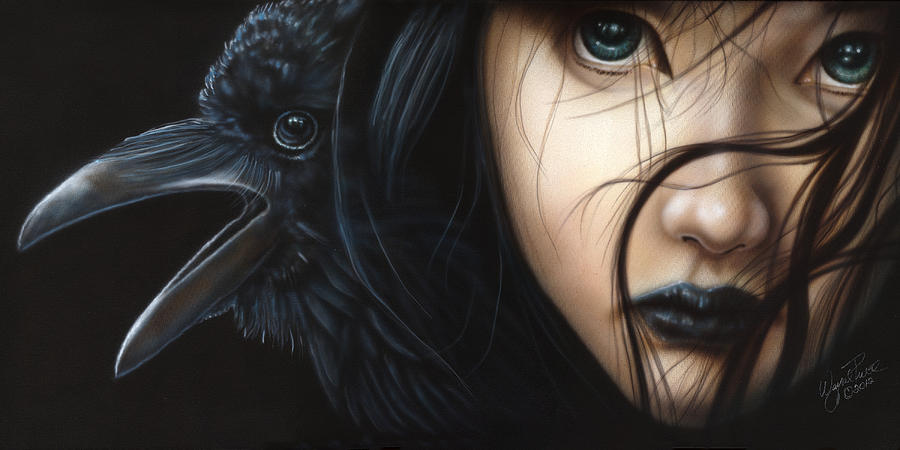Birds of Prey- Raven Painting by Wayne Pruse