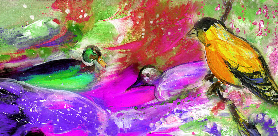 Birds On Planet Goodaboom Painting by Miki De Goodaboom