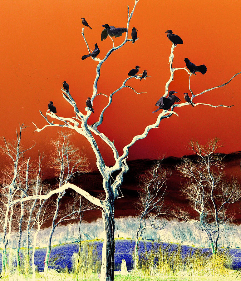 Birds on Tree Mixed Media by Savannah Gibbs