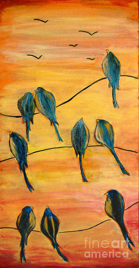 Birds On Wires Painting by Lee Owenby
