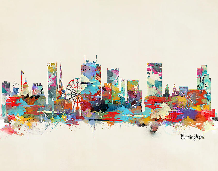 Birmingham City Skyline Painting By Bri Buckley