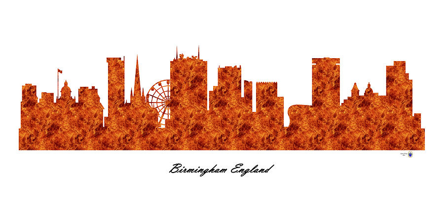 Birmingham England Raging Fire Skyline Digital Art by Gregory Murray