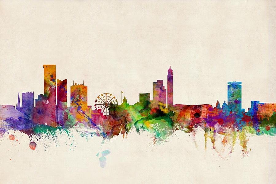 Birmingham England Skyline Digital Art by Michael Tompsett