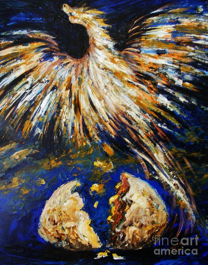 Birth of the Phoenix Painting by Karen  Ferrand Carroll