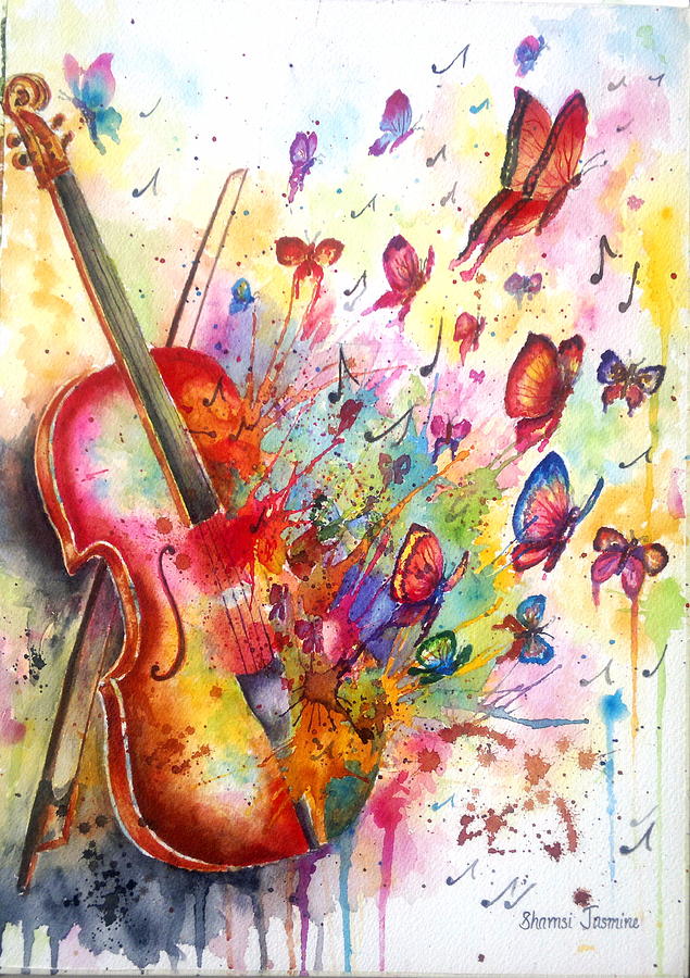 Violin Painting - Birth by Shamsi Jasmine