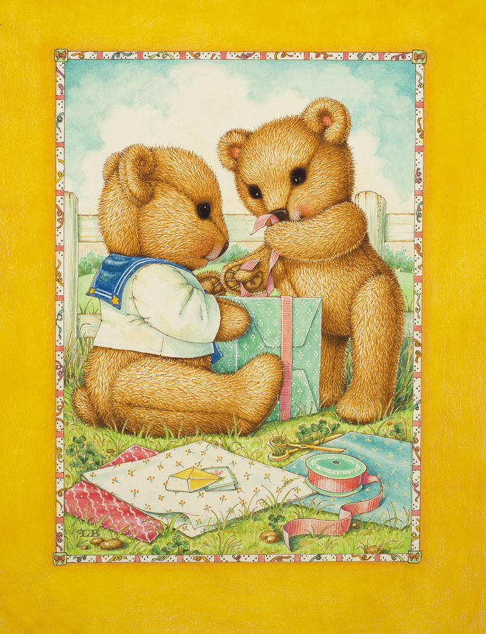 Birthday Bears Painting by Lynn Bywaters