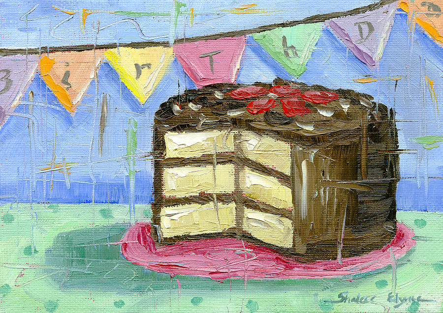 Cake Painting - Birthday Bunting Cake by Shalece Elynne
