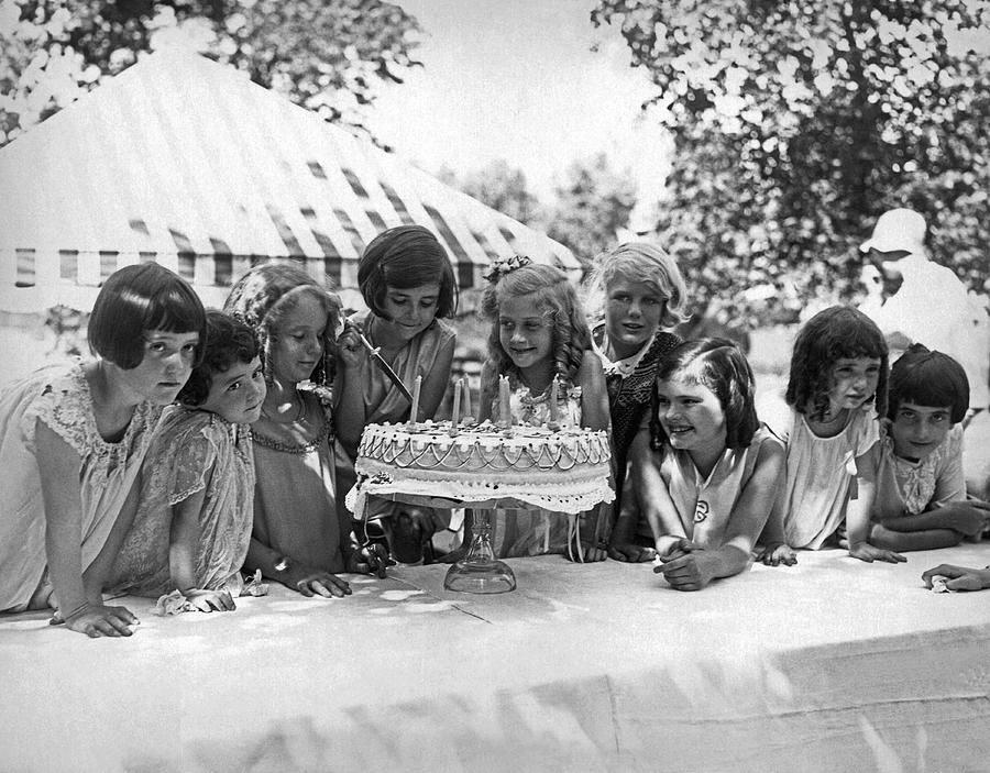 BIrthday Cake Girl And Friends Photograph by Underwood Archives