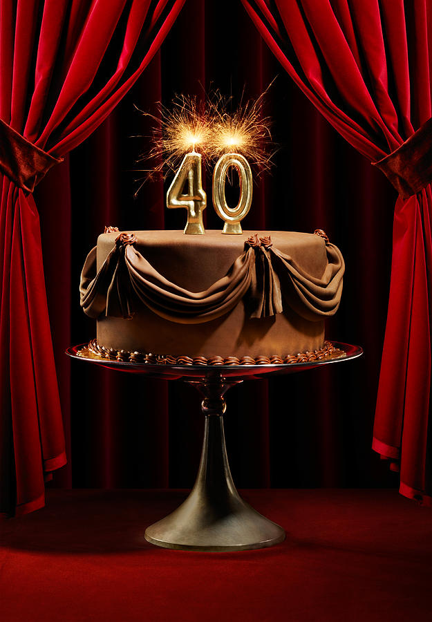 Birthday Cake on Stage with Number 40 Candles Photograph by Lauren Burke
