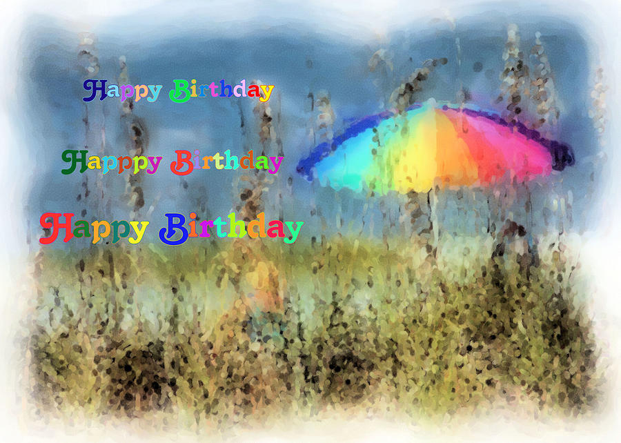 Nature Digital Art - Birthday Card Beach Umbrella by Rosalie Scanlon