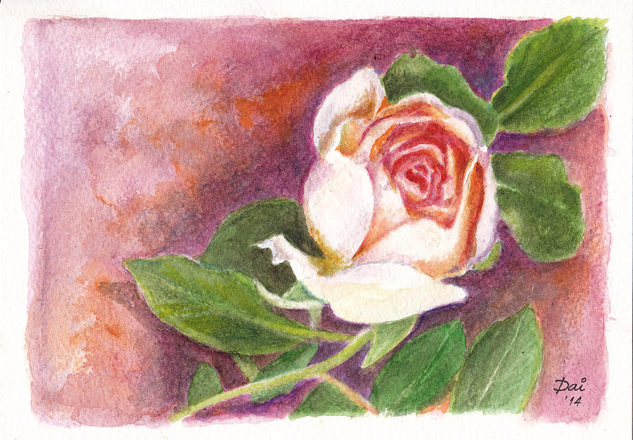 Birthday Card Rose Painting by Dai Wynn