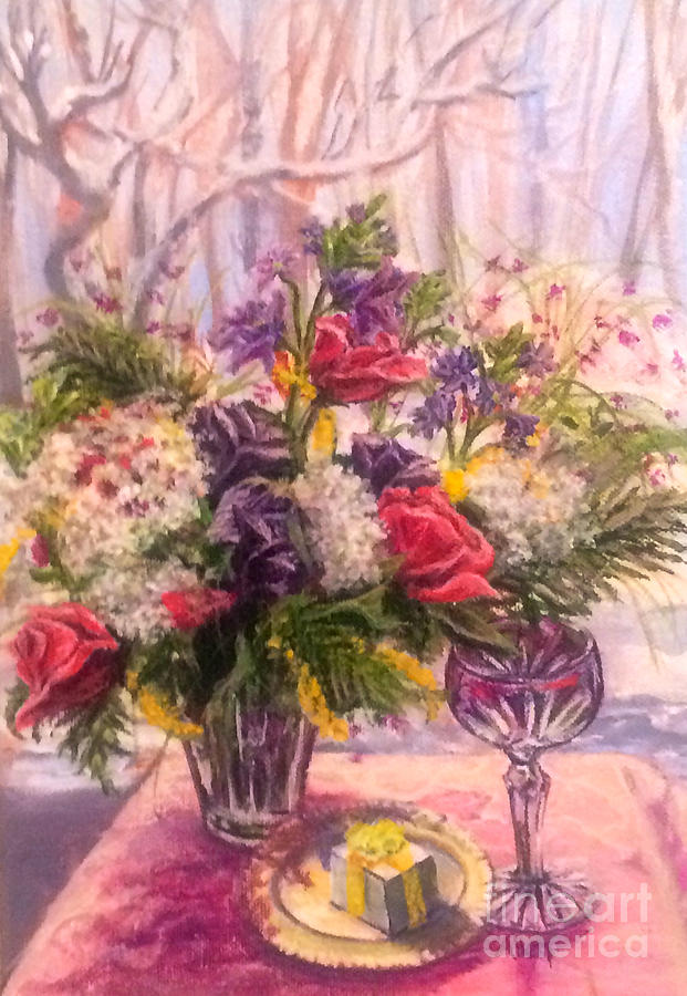 Birthday Flowers Painting by Gail Allen