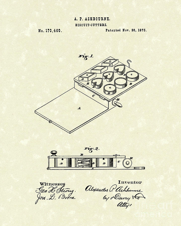 Biscuit Cutters 1875 Patent Art Drawing by Prior Art Design