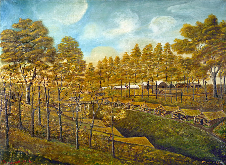 Bishop Hill Colony Painting by Granger