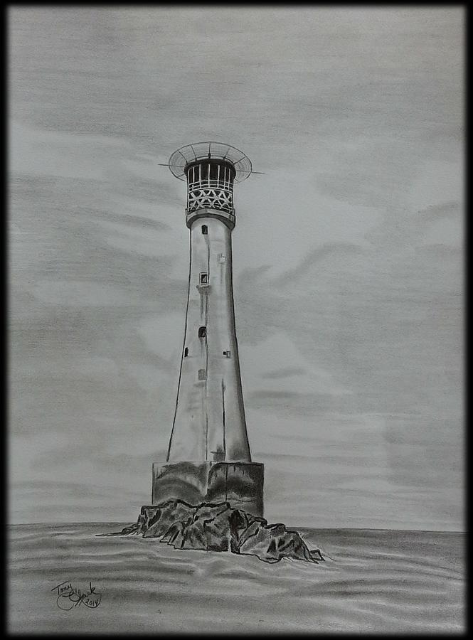 Lighthouse Drawing - Bishops Rock Lighthouse by Tony Clark