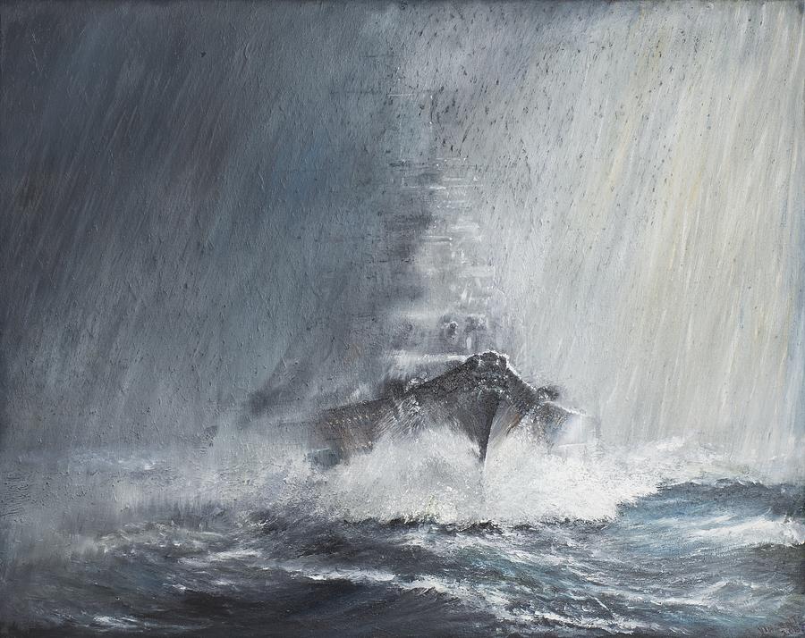 Bismarck through curtains of rain Painting by Vincent Alexander Booth