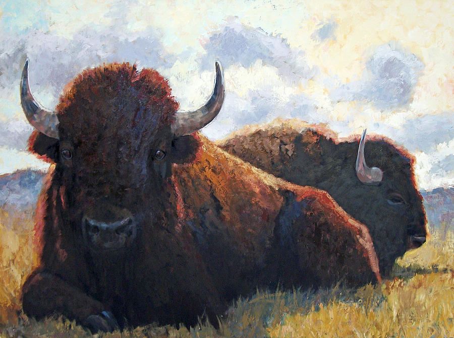 Bison Bulls Painting by Susan Bell - Fine Art America