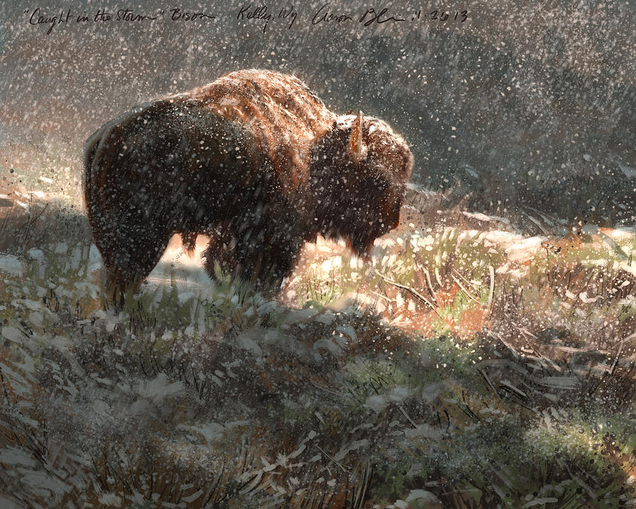 Bison Digital Art - Bison in the Snow by Aaron Blaise