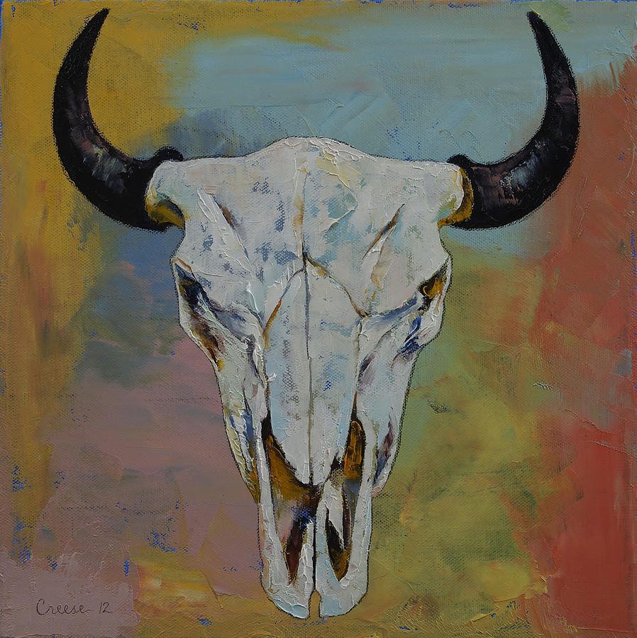 Skull Painting - Bison Skull by Michael Creese