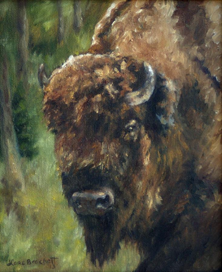 Bison Study - Zero Three Painting by Lori Brackett